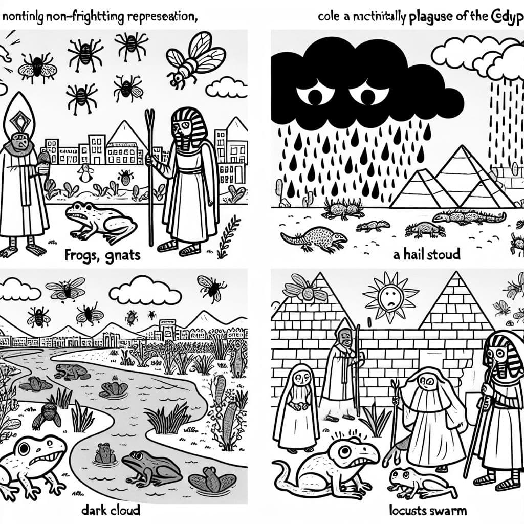 10 plagues of egypt being hail, death of livestock, frogs, gnats, death of firstborn, blood in the nile river, boils on skin, darkness, locusts