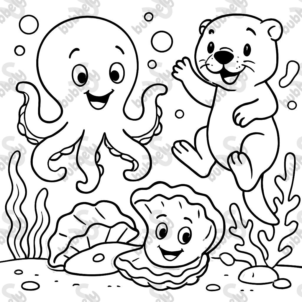 octopus, oyster, otter underwater octopus, oyster, otter underwater