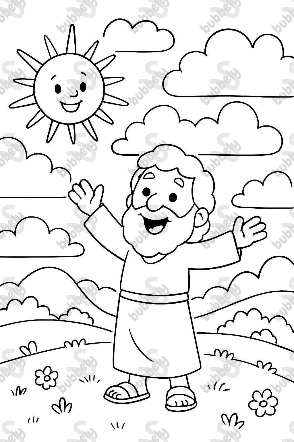 Dios hizo el gran y hermoso cielo, que se extiende alto sobre la tierra. Dios hizo el gran y hermoso cielo, que se extiende alto sobre la tierra.