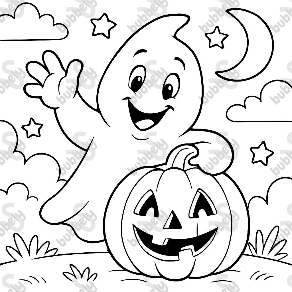 Un fantôme et une citrouille sculptée Un fantôme et une citrouille sculptée