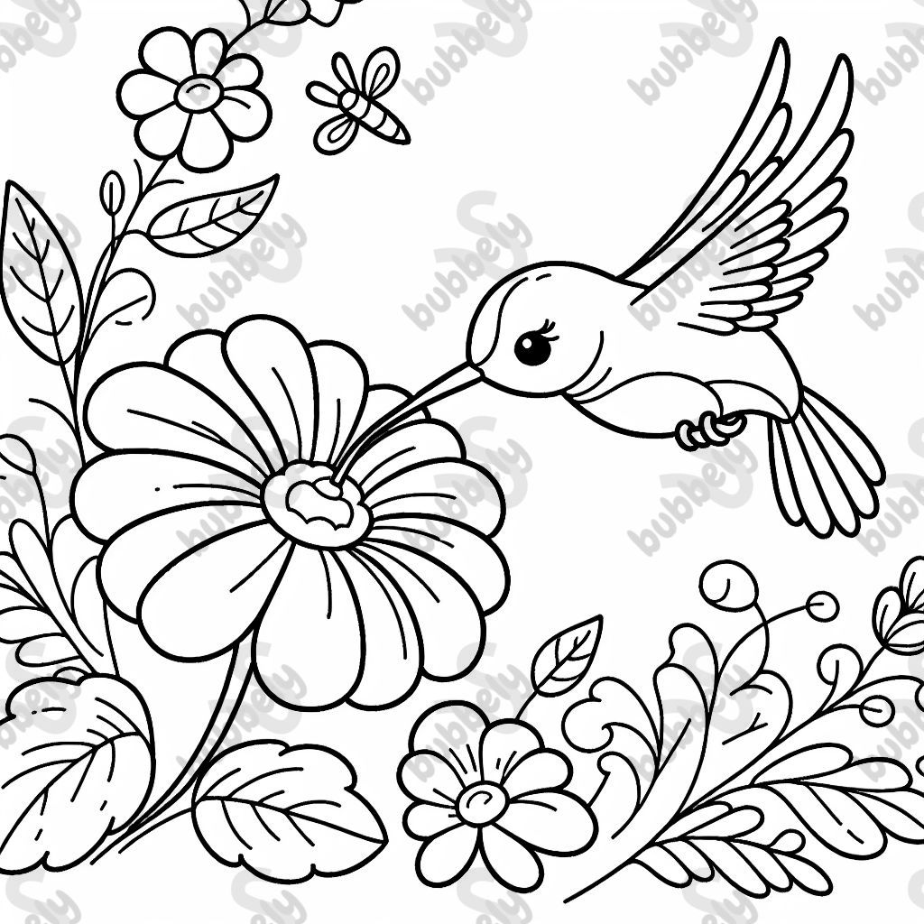 Ein farbenfroher Kolibri, der Nektar aus einer wunderschönen Blüte saugt. Ein farbenfroher Kolibri, der Nektar aus einer wunderschönen Blüte saugt.