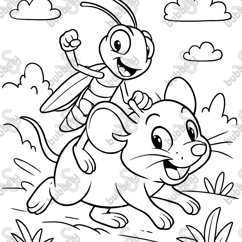 a grasshopper riding a mouse a grasshopper riding a mouse