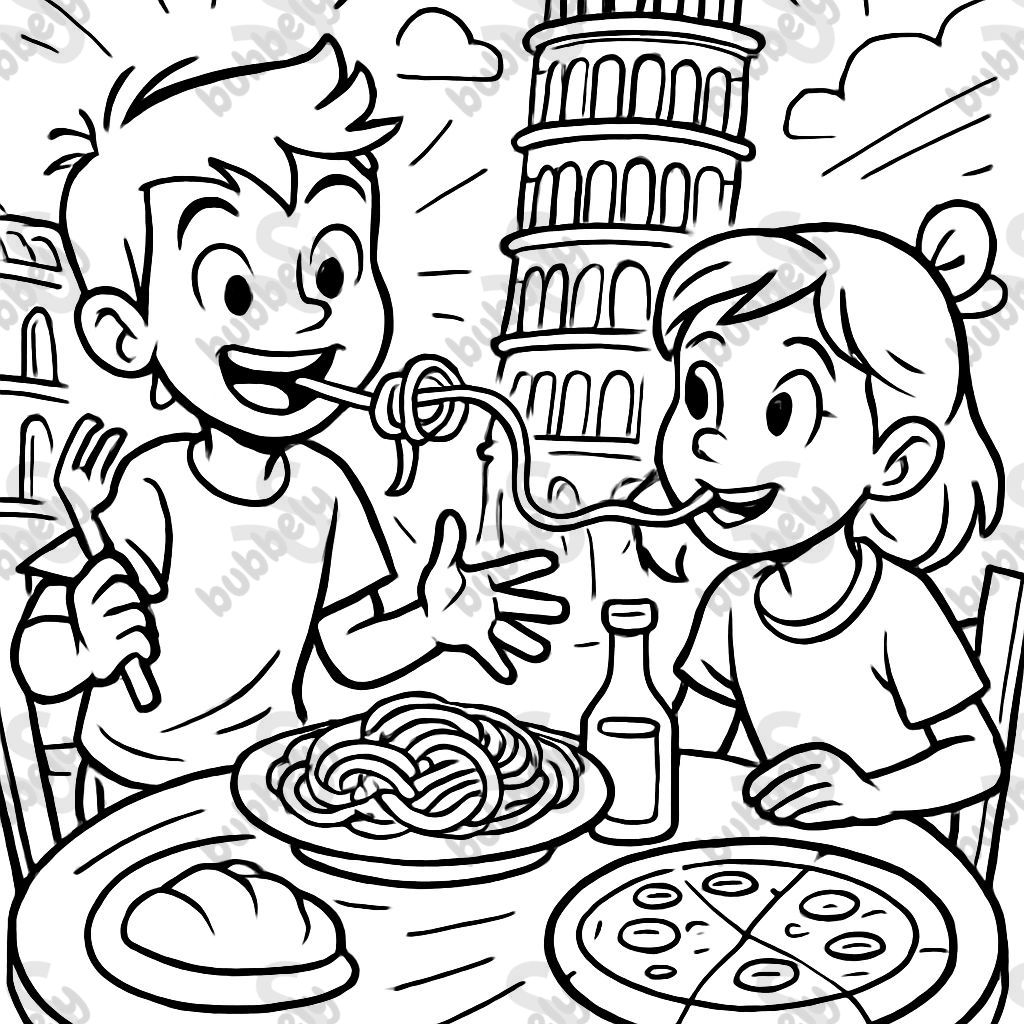 Un garçon et une fille ayant un repas italien en Italie. Un garçon et une fille ayant un repas italien en Italie.