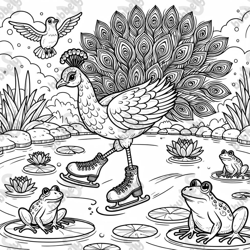 paon patins grenouille étang paon patins grenouille étang