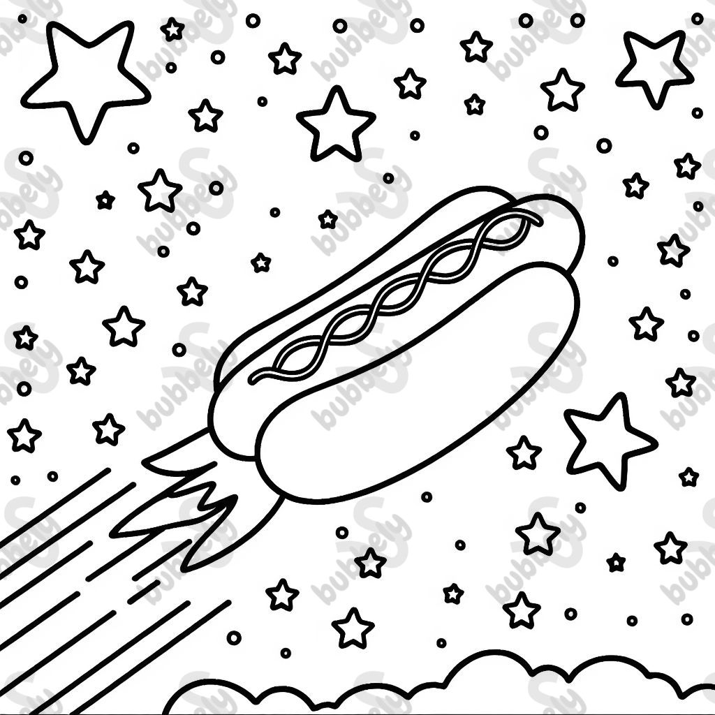 Vaisseau spatial hotdog avec des étoiles Vaisseau spatial hotdog avec des étoiles