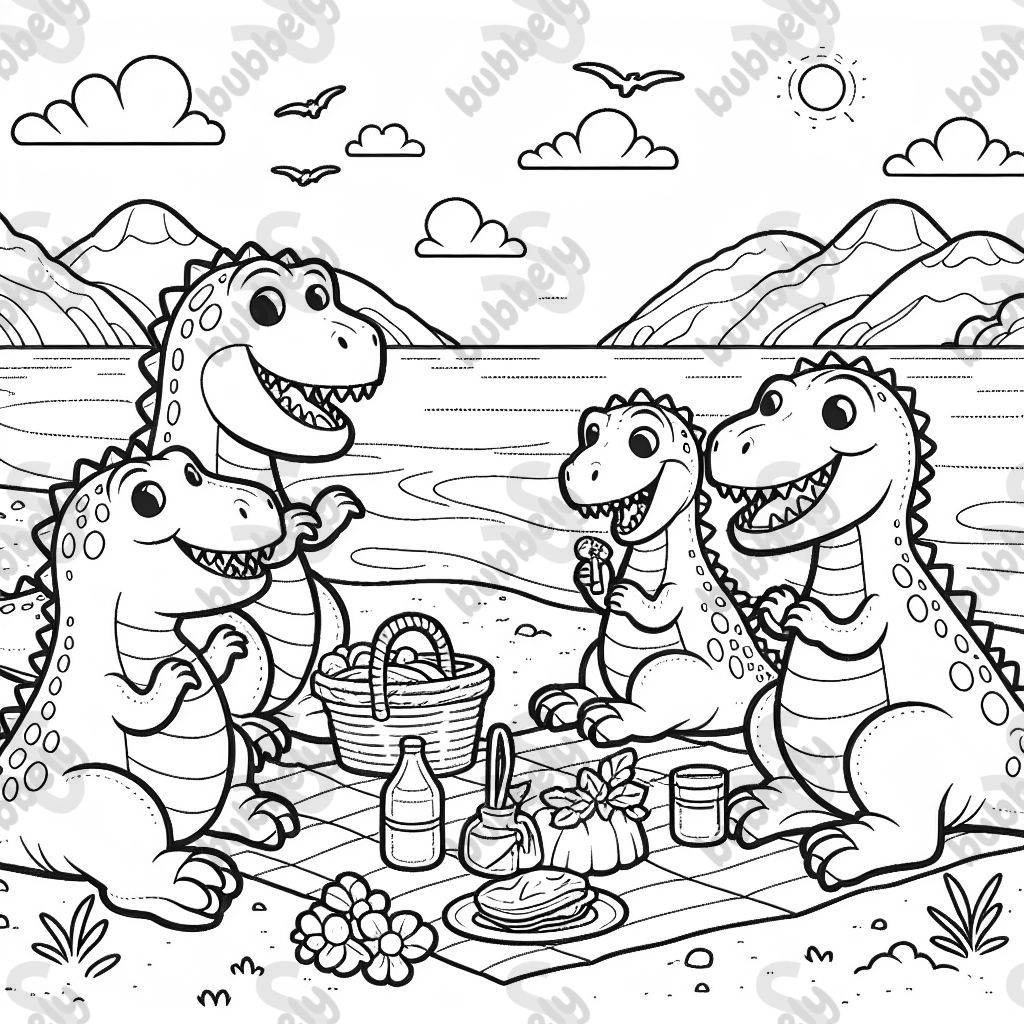 bestfriend dinosaurs at the beach having a picnic bestfriend dinosaurs at the beach having a picnic