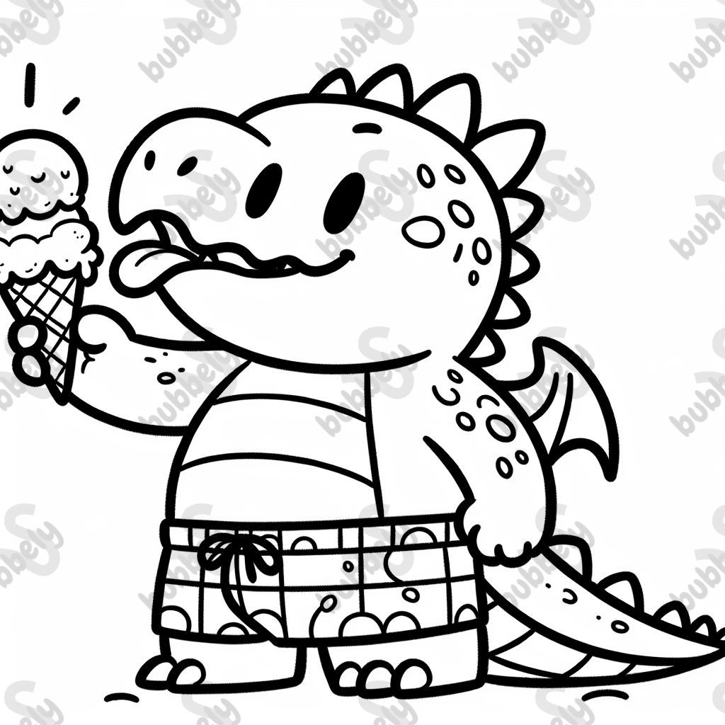 ice cream cone being ate by dragon in swim trunks ice cream cone being ate by dragon in swim trunks