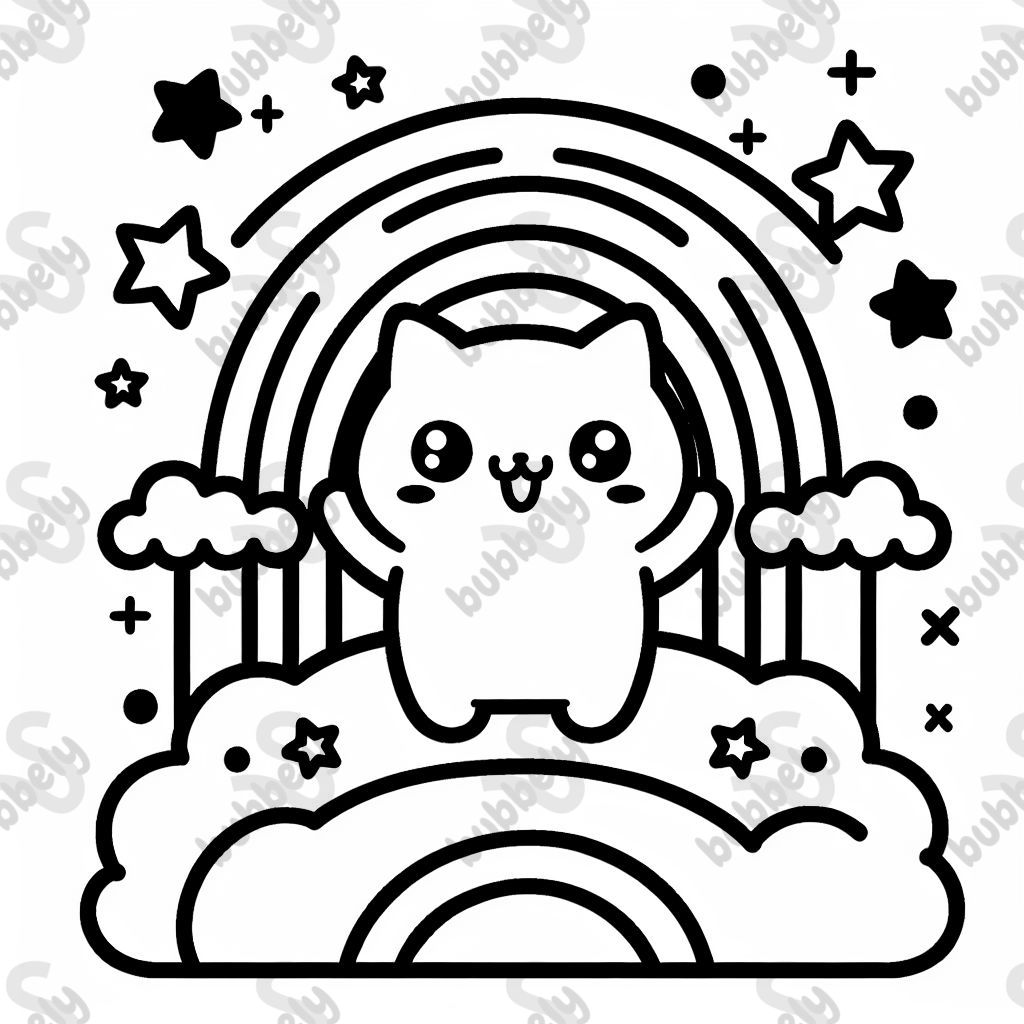 Arcoíris y estrellas kawaii