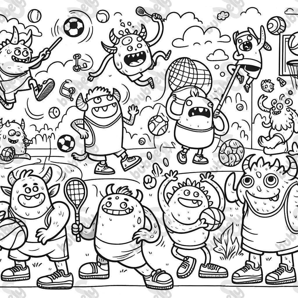 Monstruos jugando a múltiples deportes. Monstruos jugando a múltiples deportes.