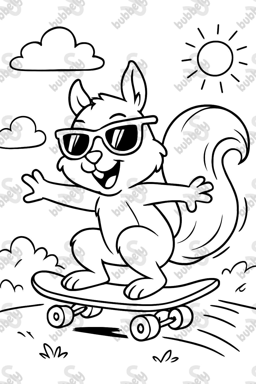 Ardilla en patineta con gafas de sol Ardilla en patineta con gafas de sol