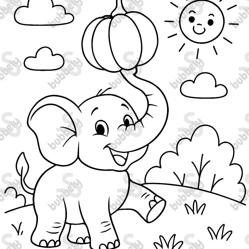 Ein Elefant balanciert einen Kürbis auf seinem Rüssel. Ein Elefant balanciert einen Kürbis auf seinem Rüssel.