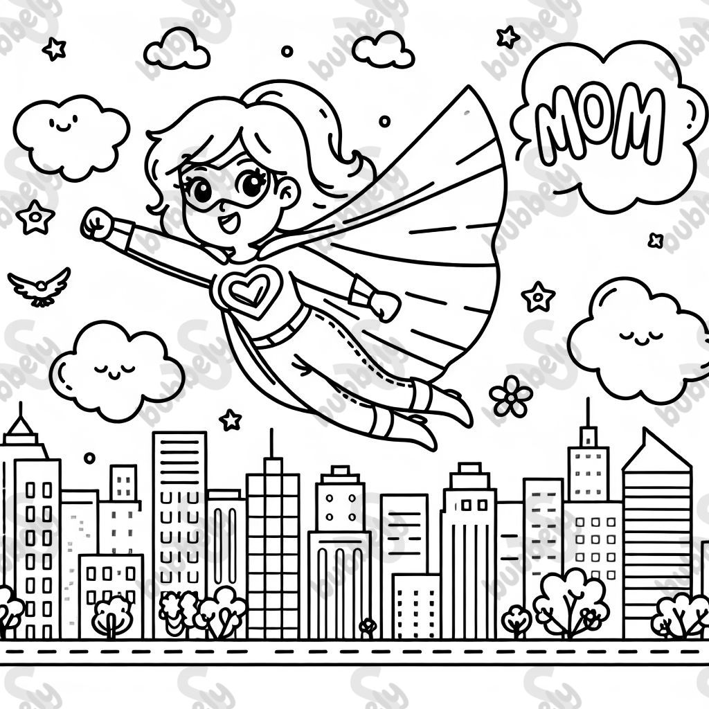 Superheroína con la inscripción mamá Superheroína con la inscripción mamá