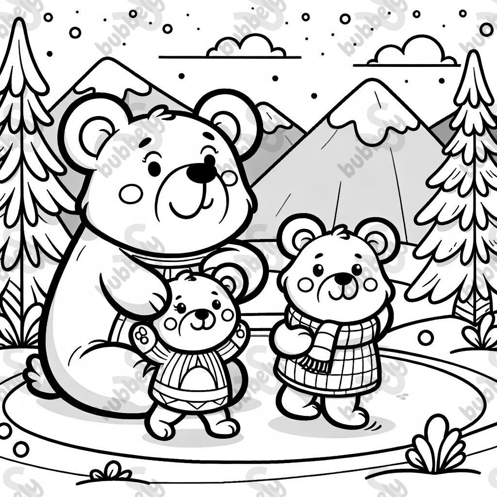 Una madre oso con sus hijos Una madre oso con sus hijos