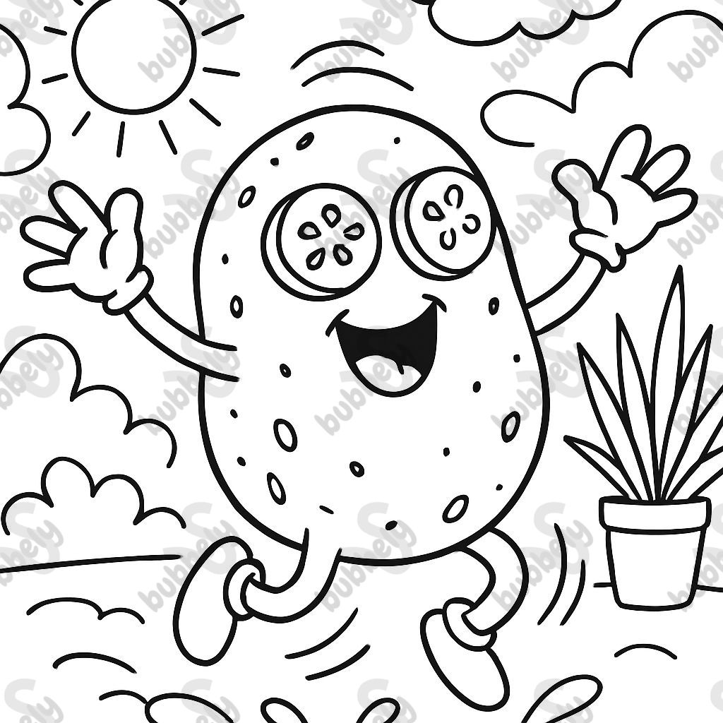 Kartoffel, die Spa macht mit Gurken auf den Augen Kartoffel, die Spa macht mit Gurken auf den Augen