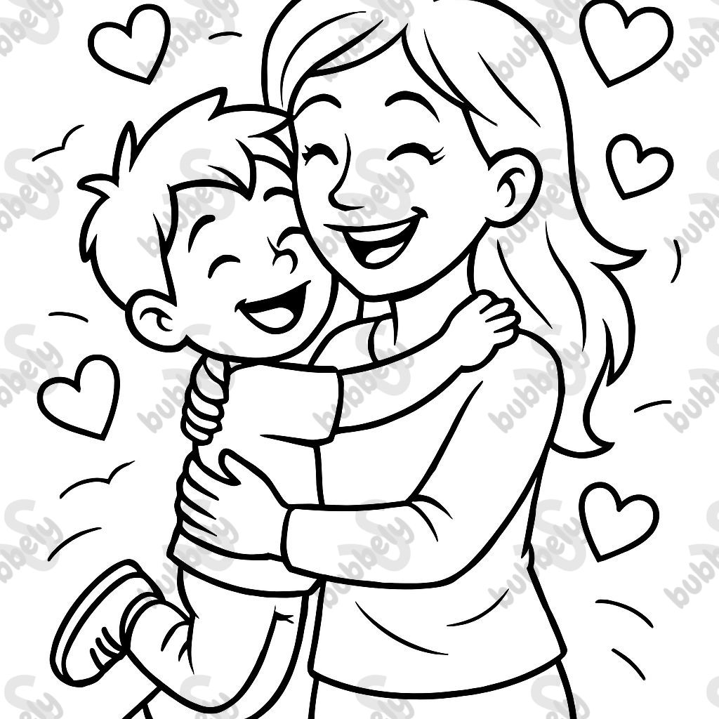 kid hugging mama and hearts kid hugging mama and hearts