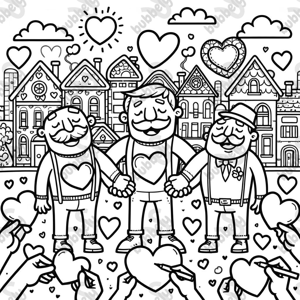 A beautiful coloring page featuring hearts meant for fathers. A beautiful coloring page featuring hearts meant for fathers.