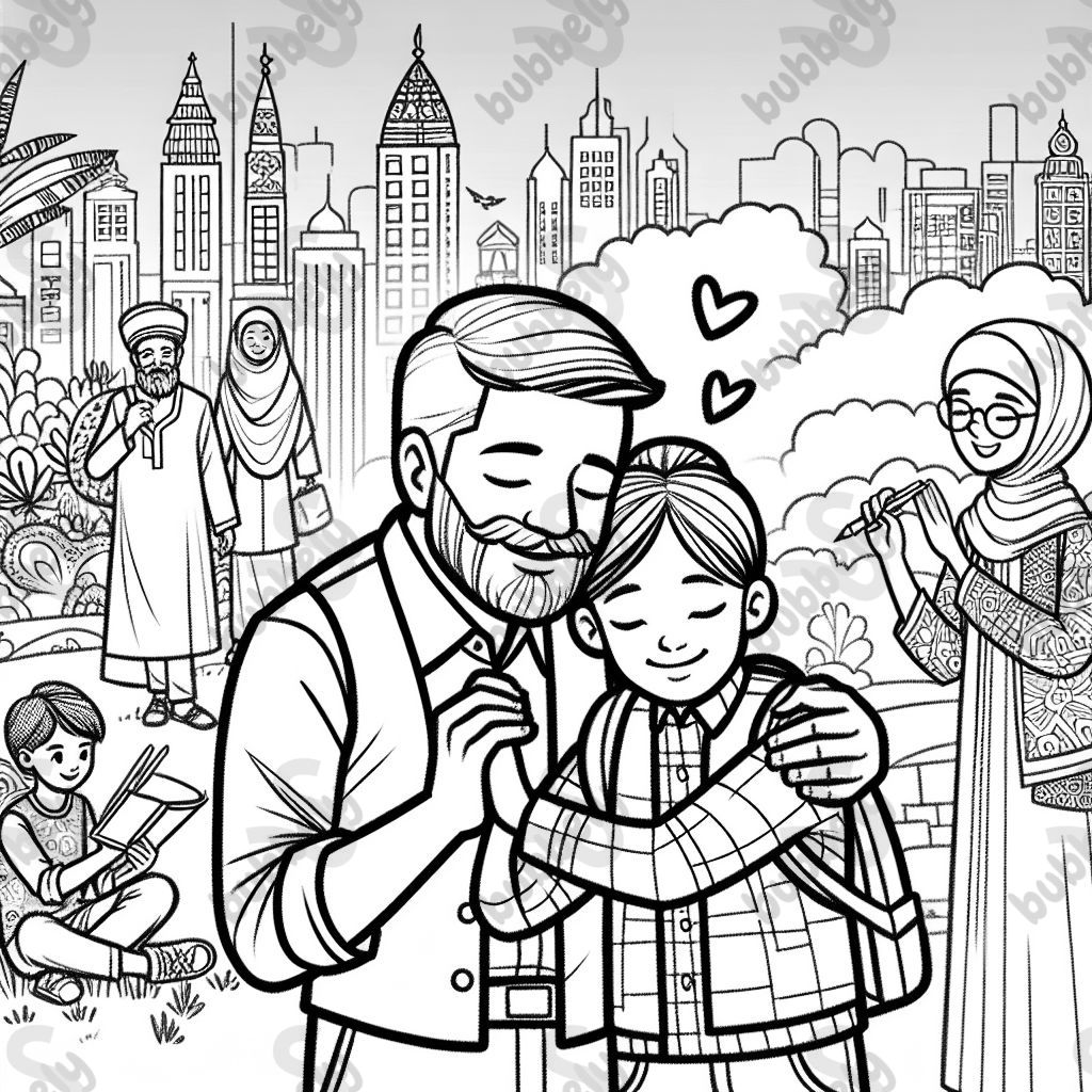 Ein Vater umarmt seine Tochter in einem liebevollen Moment. Ein Vater umarmt seine Tochter in einem liebevollen Moment.