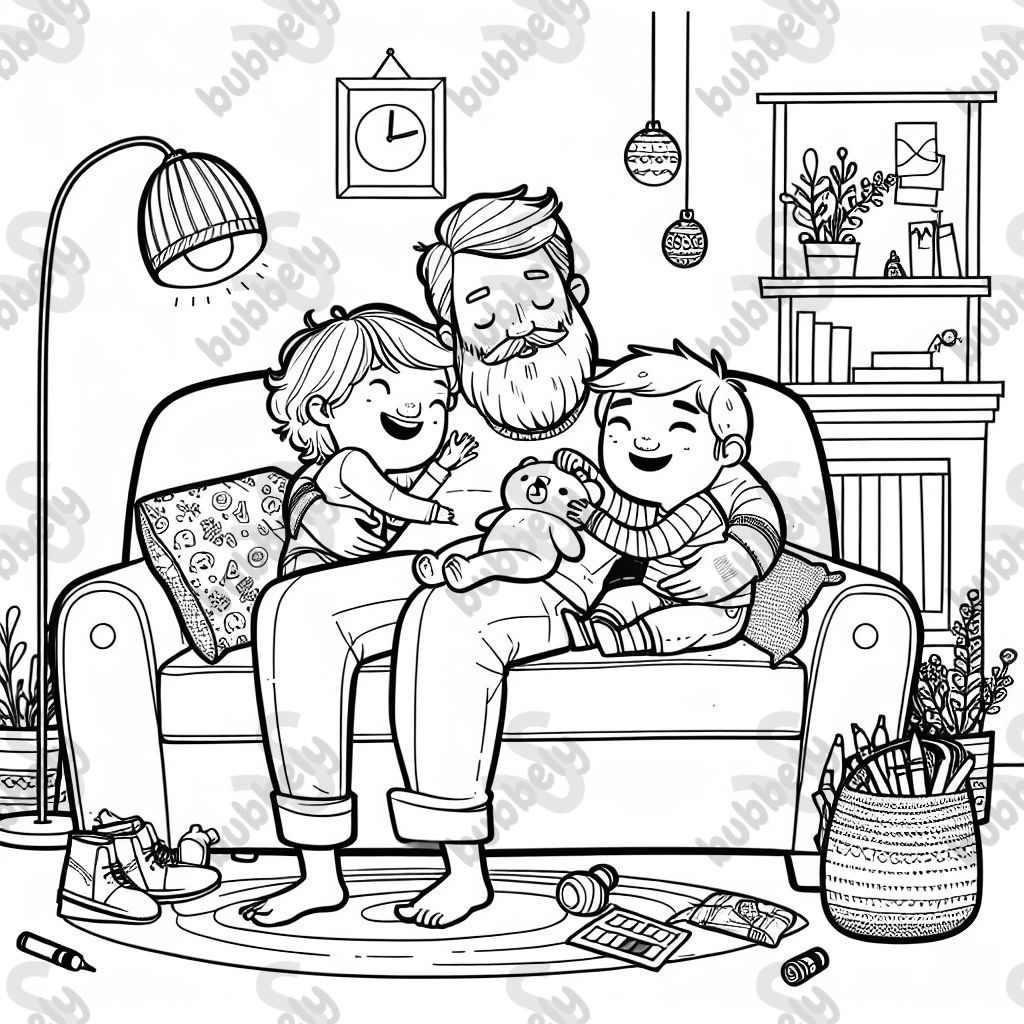 Un papá abrazando a dos niños, disfrutando de su tiempo juntos. Un papá abrazando a dos niños, disfrutando de su tiempo juntos.