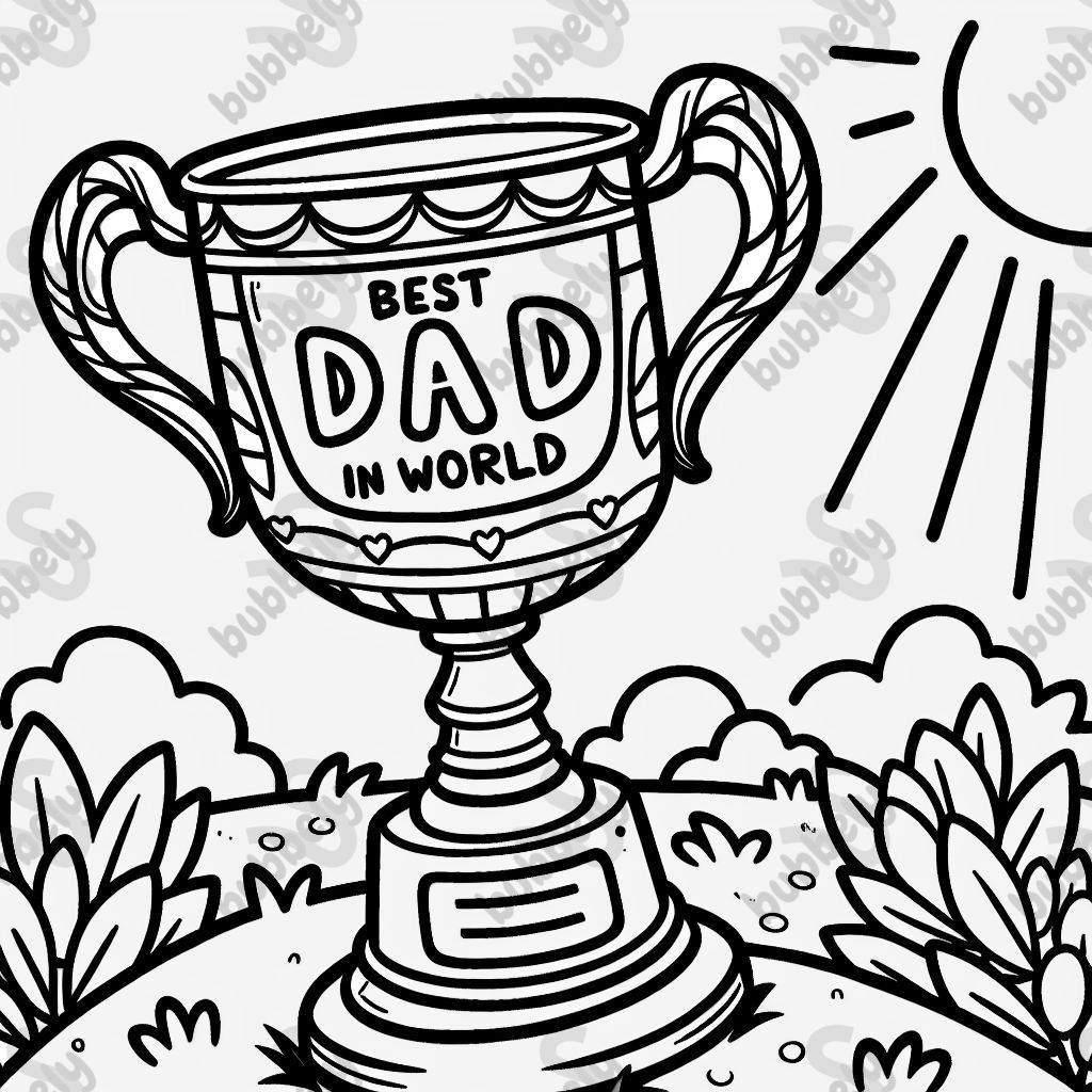 Die beste Papa der Welt Trophäe, perfekt zum Ausmalen für Kinder. Die beste Papa der Welt Trophäe, perfekt zum Ausmalen für Kinder.