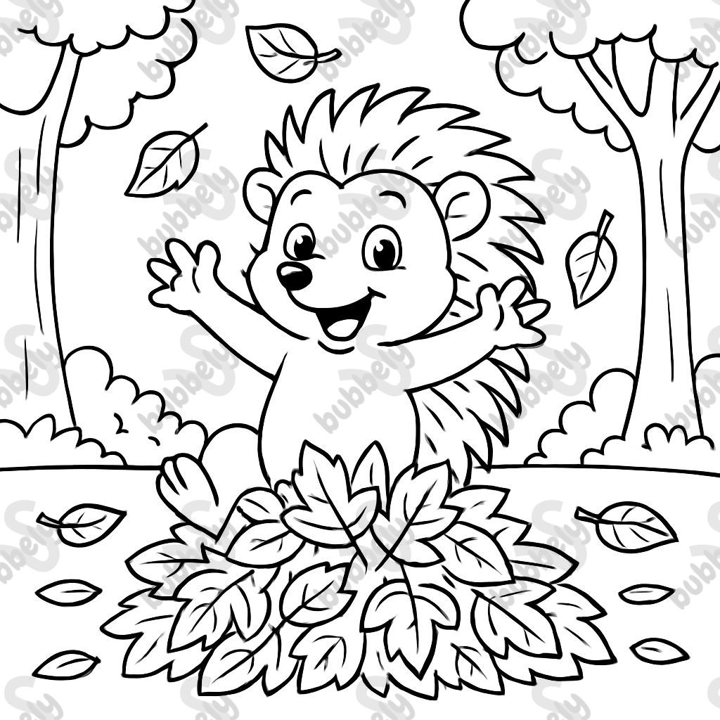 hérisson jouant dans des tas de feuilles hérisson jouant dans des tas de feuilles