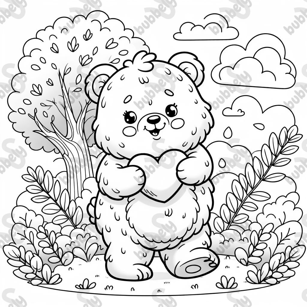 Ein Bär mit Herz in der Hand