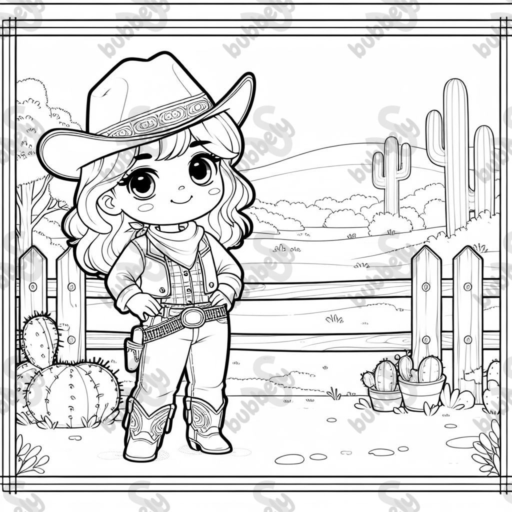 Une cowgirl dans une belle tenue de western, prête pour des aventures au ranch.