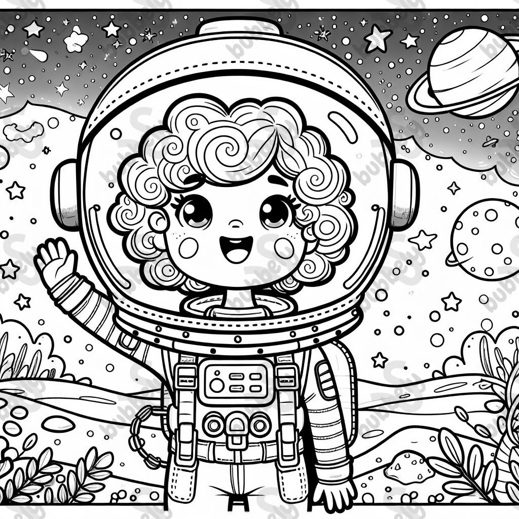 A cool astronaut girl on a space adventure. A cool astronaut girl on a space adventure.