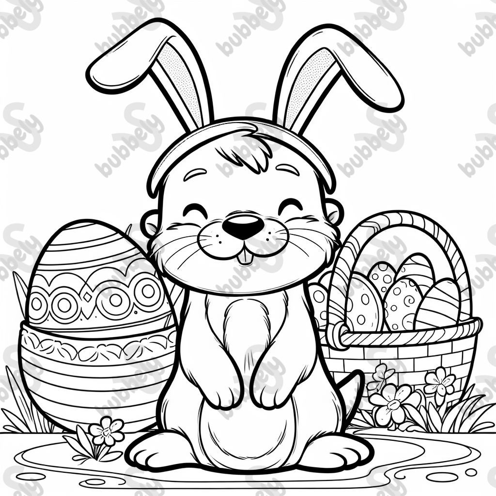 Loutre déguisée en lapin de Pâques.