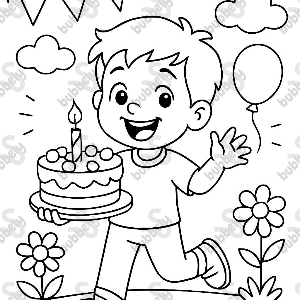 Un garçon heureux tenant son premier gâteau d'anniversaire. Un garçon heureux tenant son premier gâteau d'anniversaire.