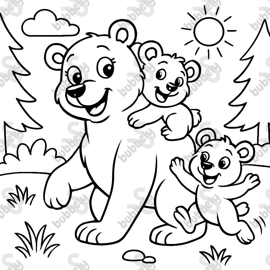 Mama bear with kids Mama bear with kids