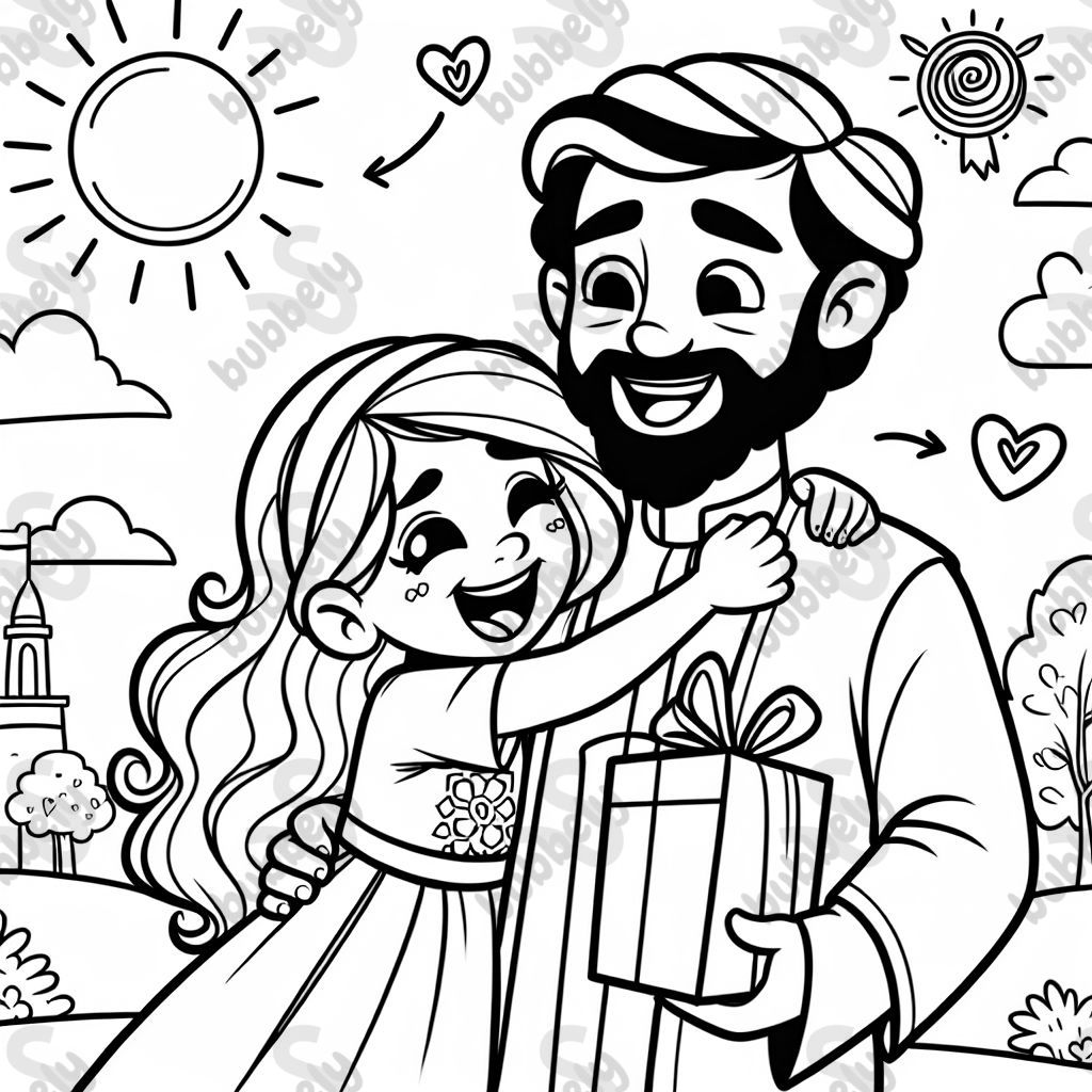 Una niña amando a su padre en el Día del Padre. Una niña amando a su padre en el Día del Padre.