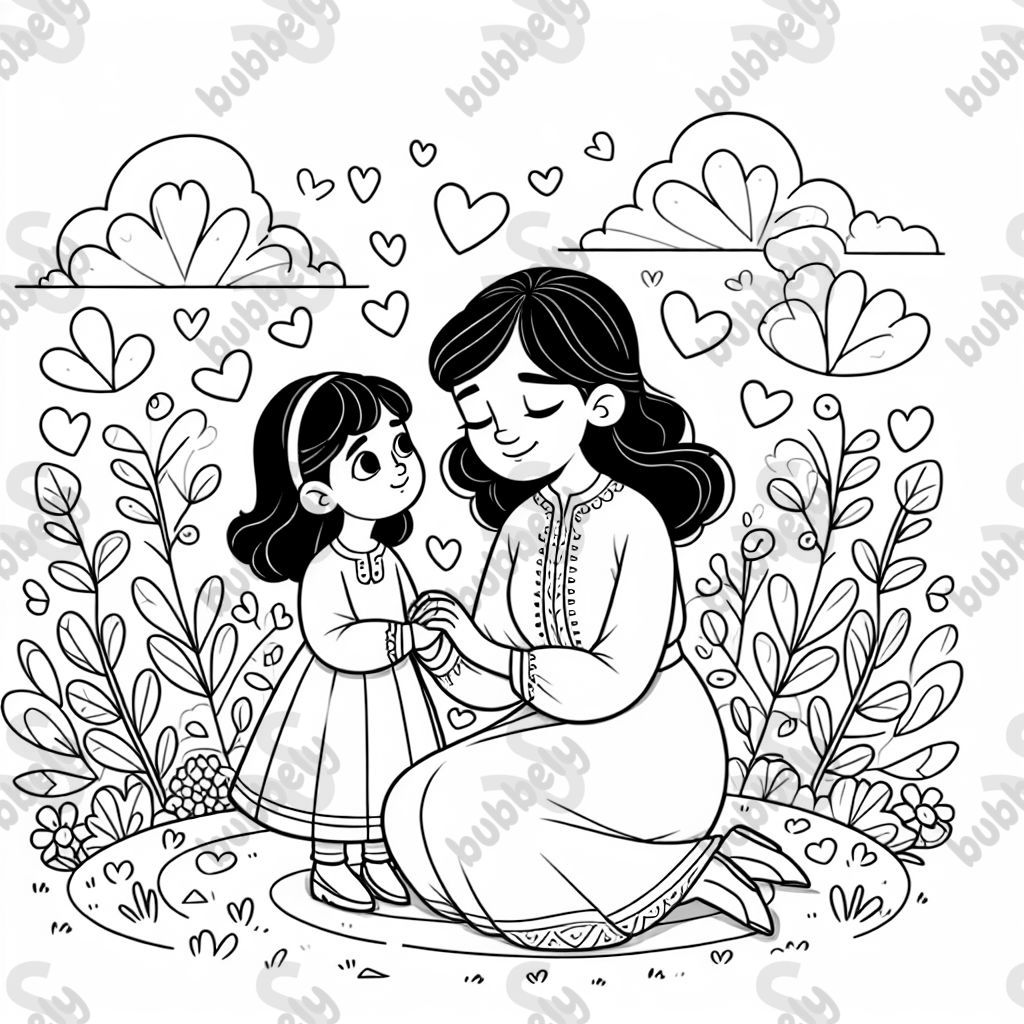 Mother and daughter with hearts Mother and daughter with hearts