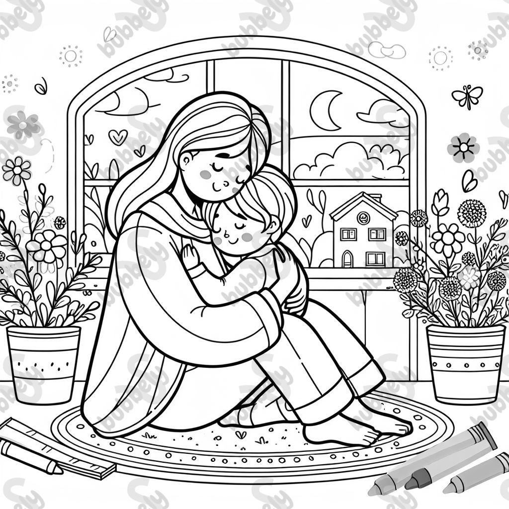 Mother hugging a kid Mother hugging a kid