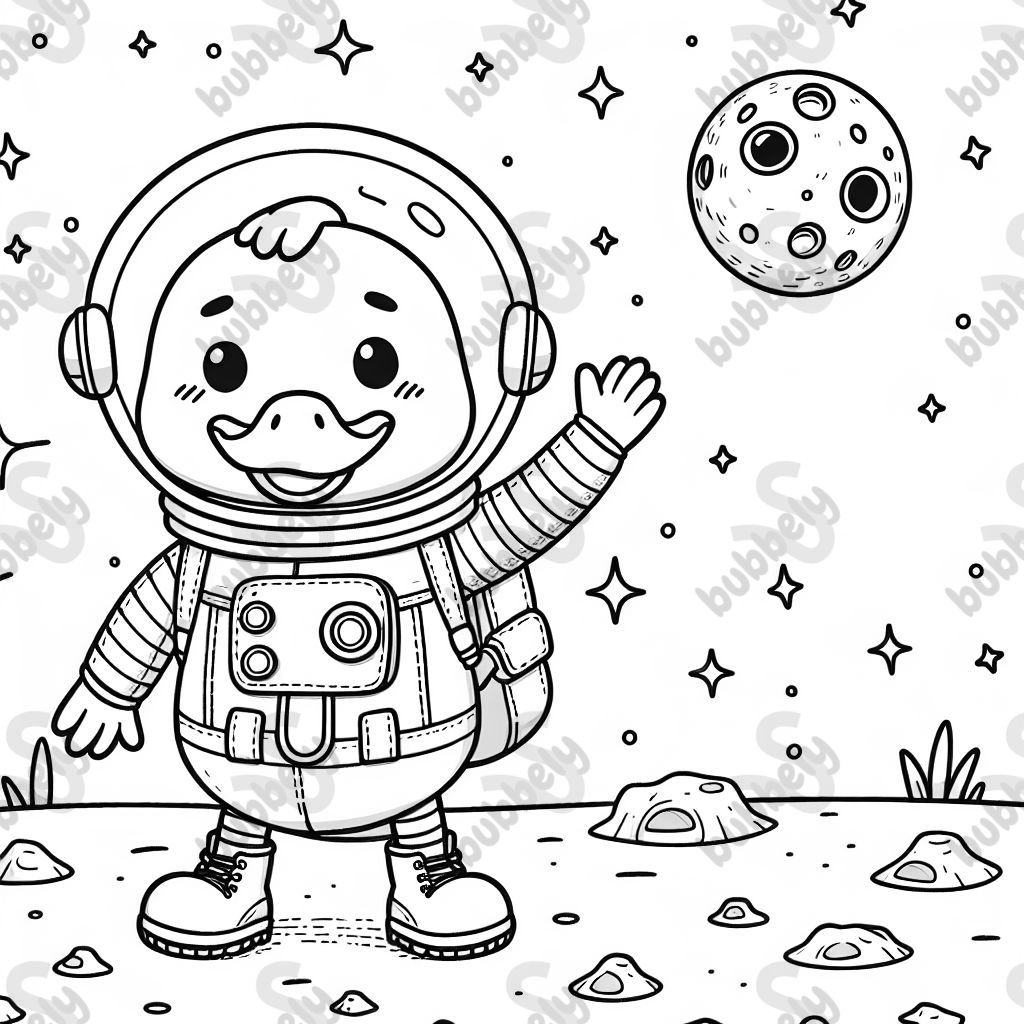 The moon landing with a goose astronaut The moon landing with a goose astronaut