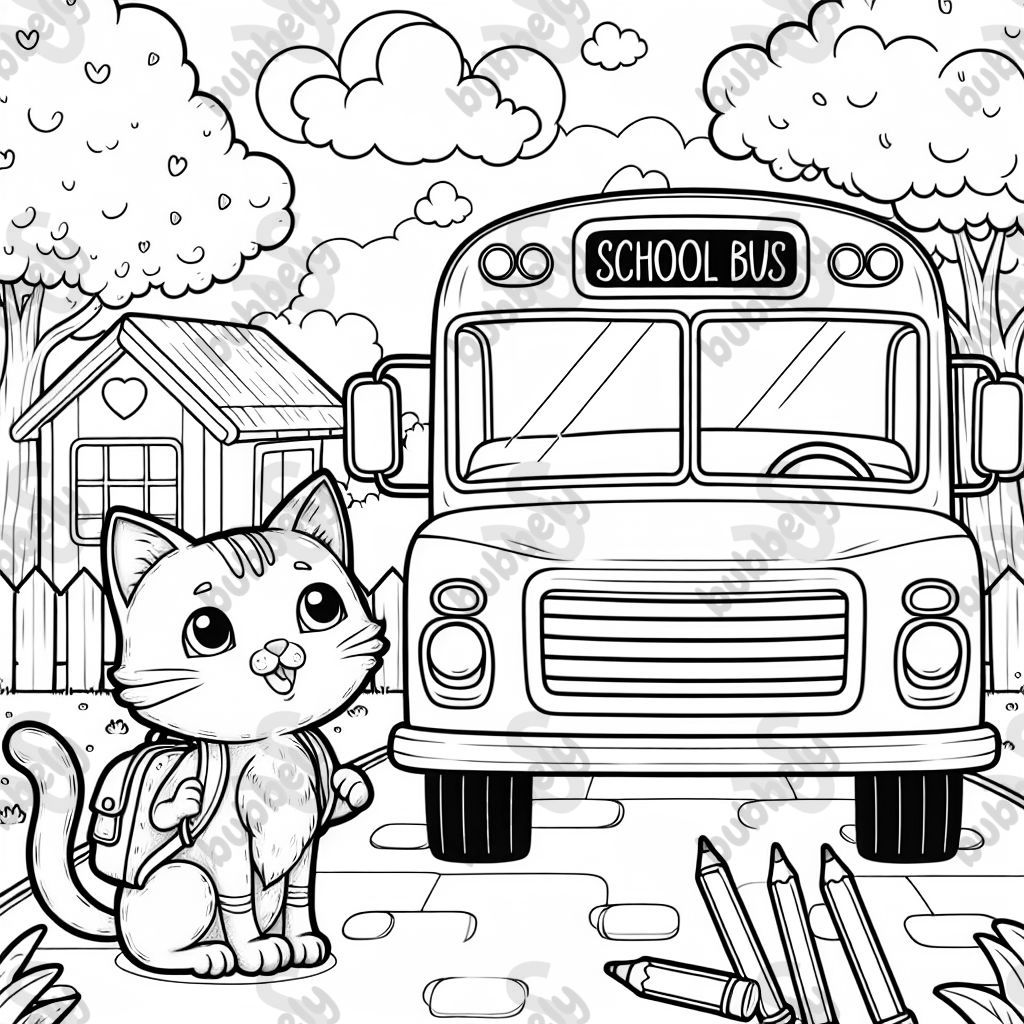 Cat and school bus