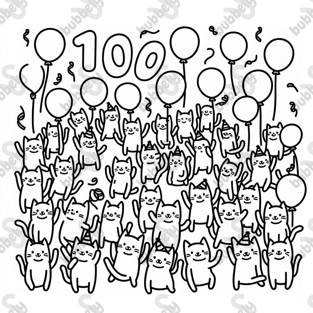 100 gatos en una fiesta de baile con globos y serpentinas 100 gatos en una fiesta de baile con globos y serpentinas