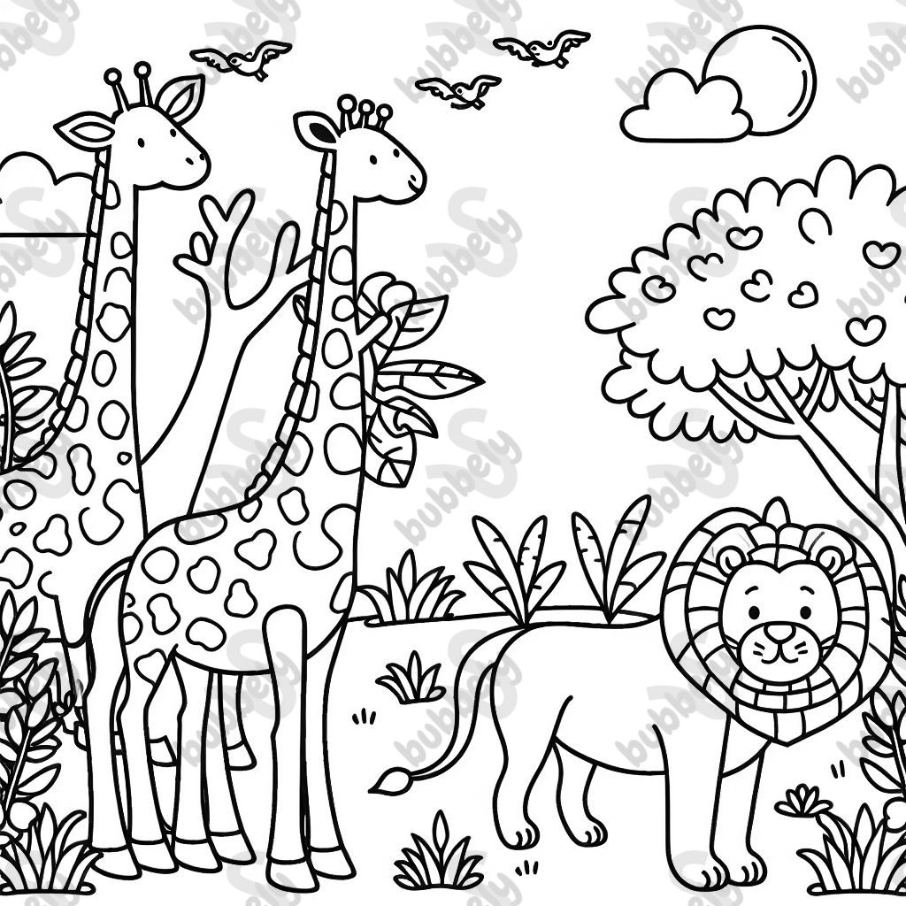 jirafa en la jungla con leones jirafa en la jungla con leones