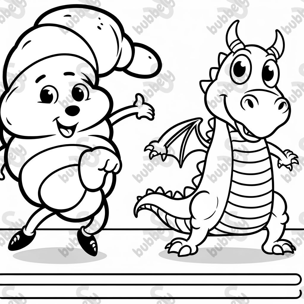 tap dancing croissant with a dragon tap dancing croissant with a dragon