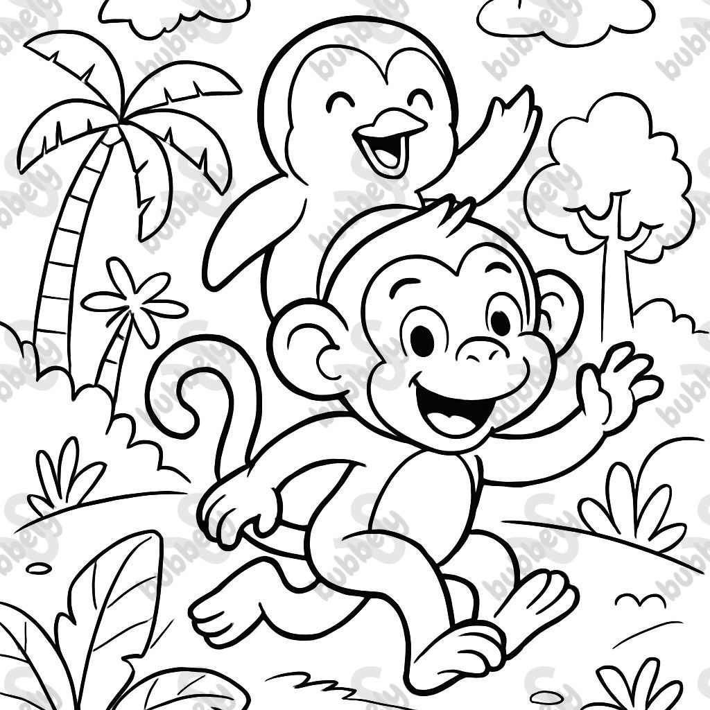 a penguin riding on a monkey a penguin riding on a monkey