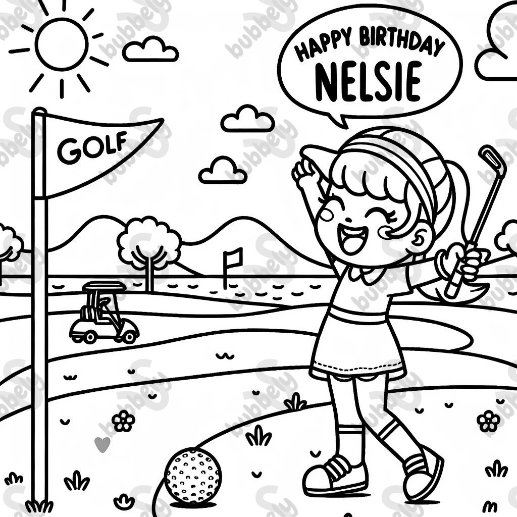 girls golf theme Picture says-Happy birthday Nelsie girls golf theme Picture says-Happy birthday Nelsie