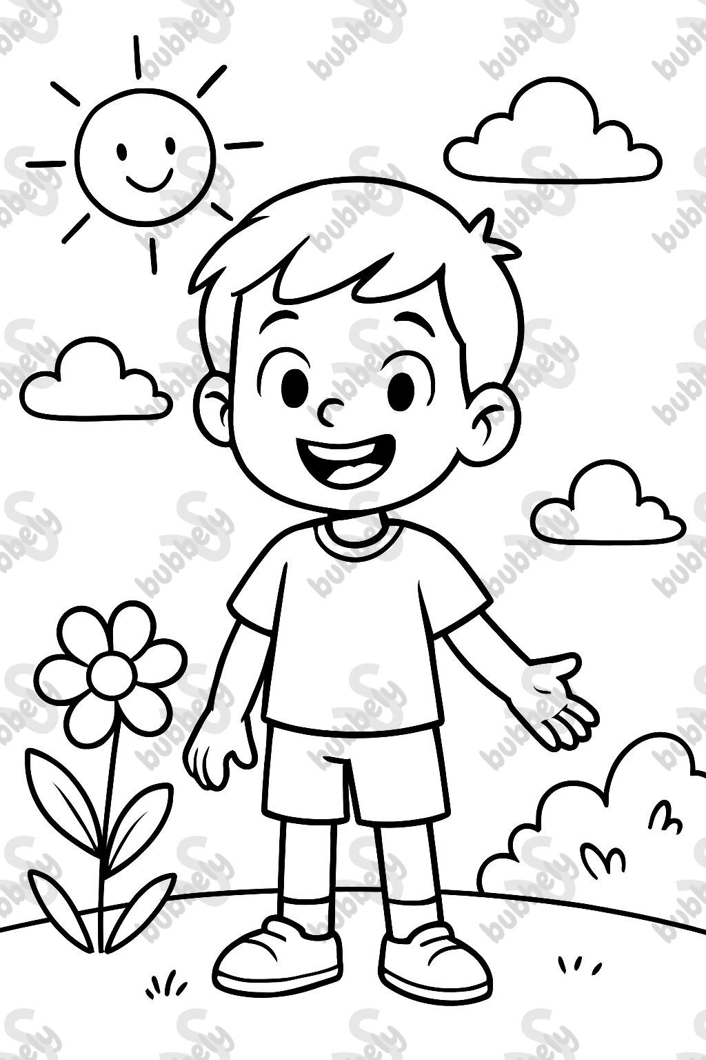 A young boy standing, front view. A young boy standing, front view.