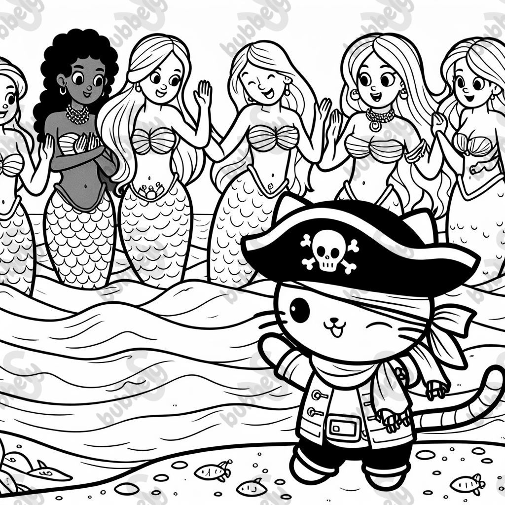 Piraten-Kätzchen und Meerjungfrauen verschiedener Ethnien Piraten-Kätzchen und Meerjungfrauen verschiedener Ethnien