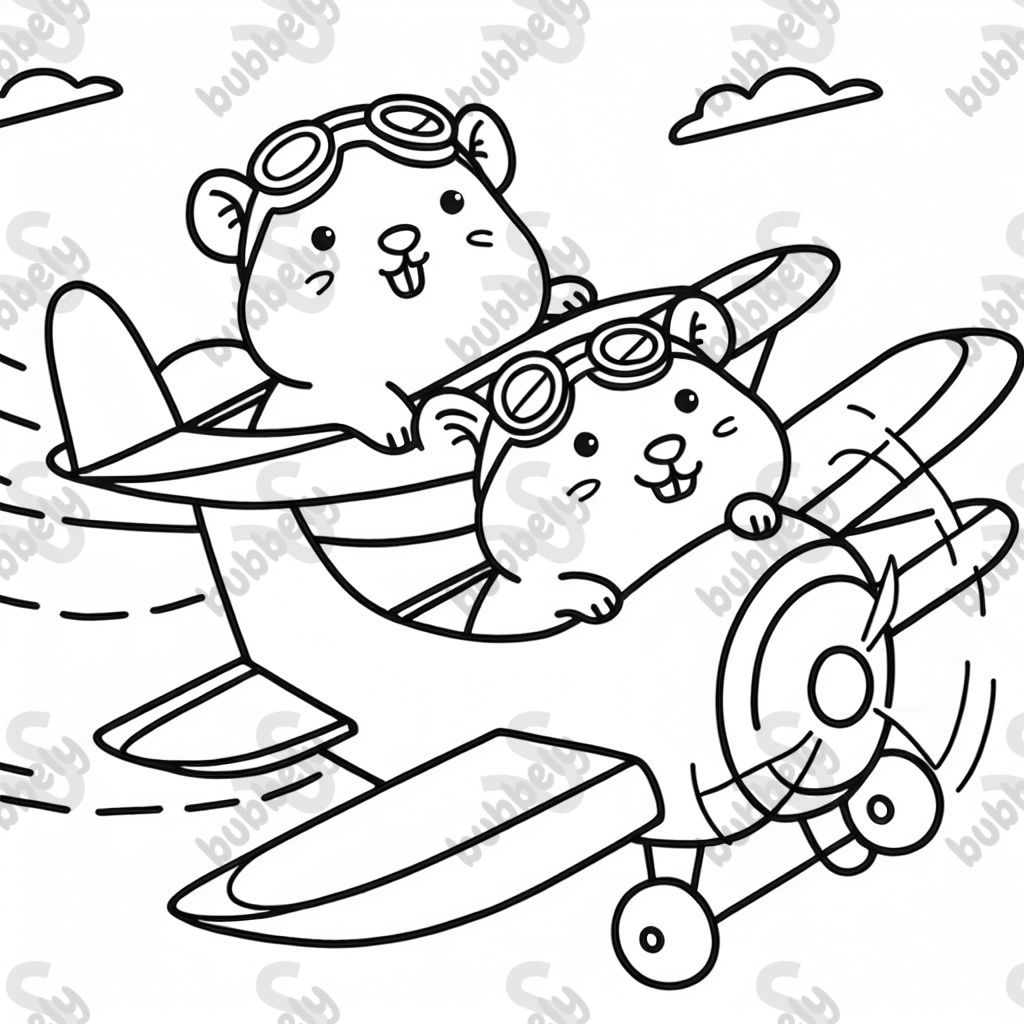 2 Meerschweinchen, die Flugzeuge fliegen