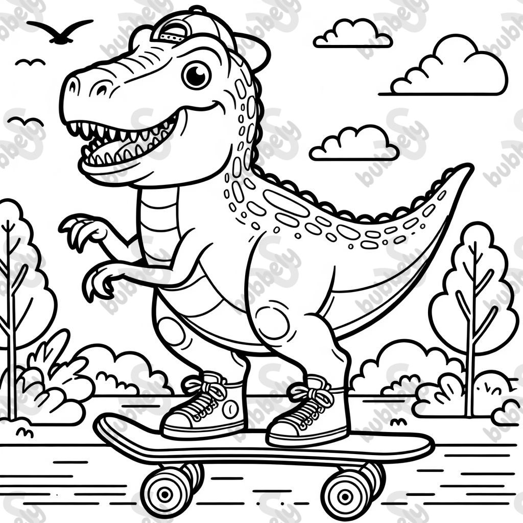 Un T-Rex en train de faire du skateboard Un T-Rex en train de faire du skateboard