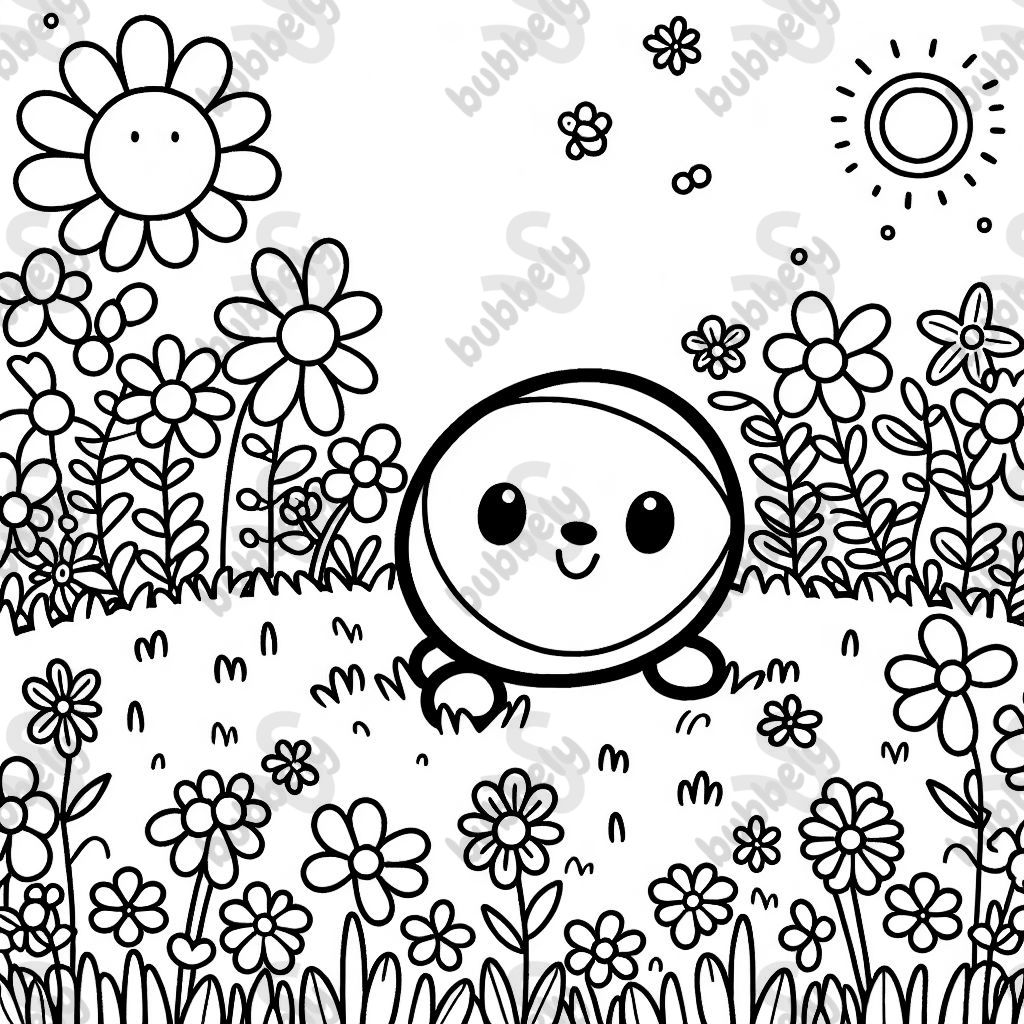 einen Ball in der Blumenwiese