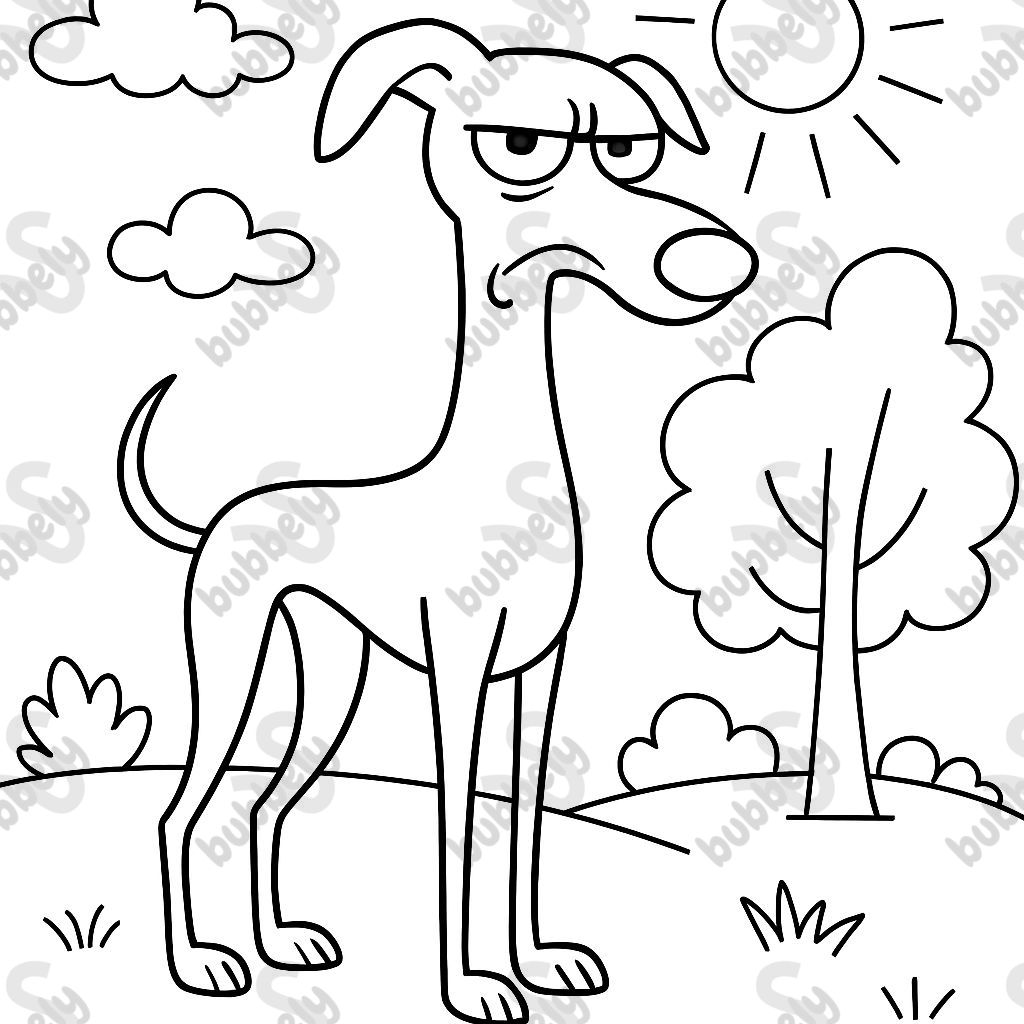 un grand lévrier maigre avec une expression grincheuse un grand lévrier maigre avec une expression grincheuse