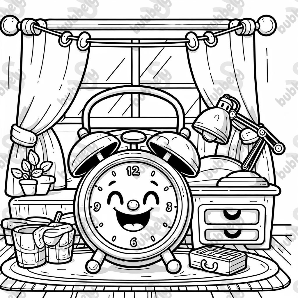 An happy alarm clock with a smile