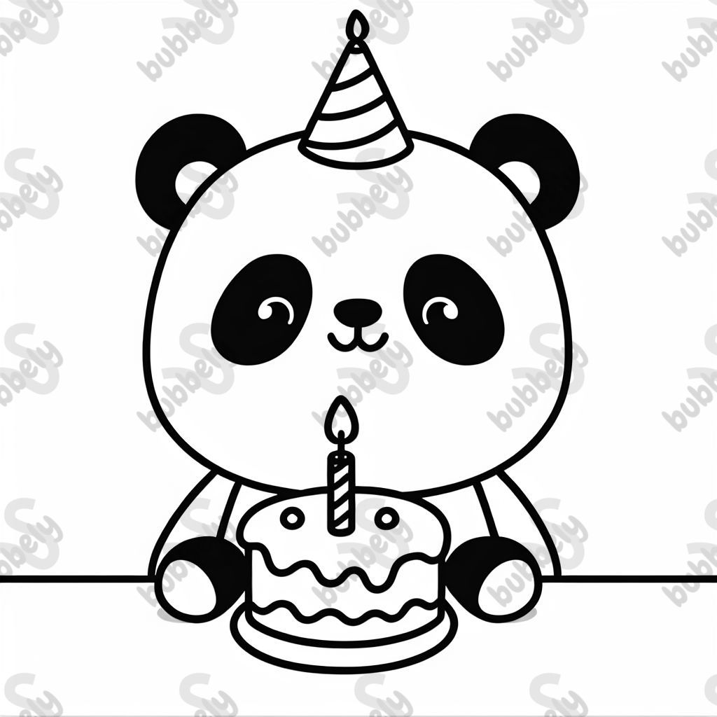 Panda with a birthday cake