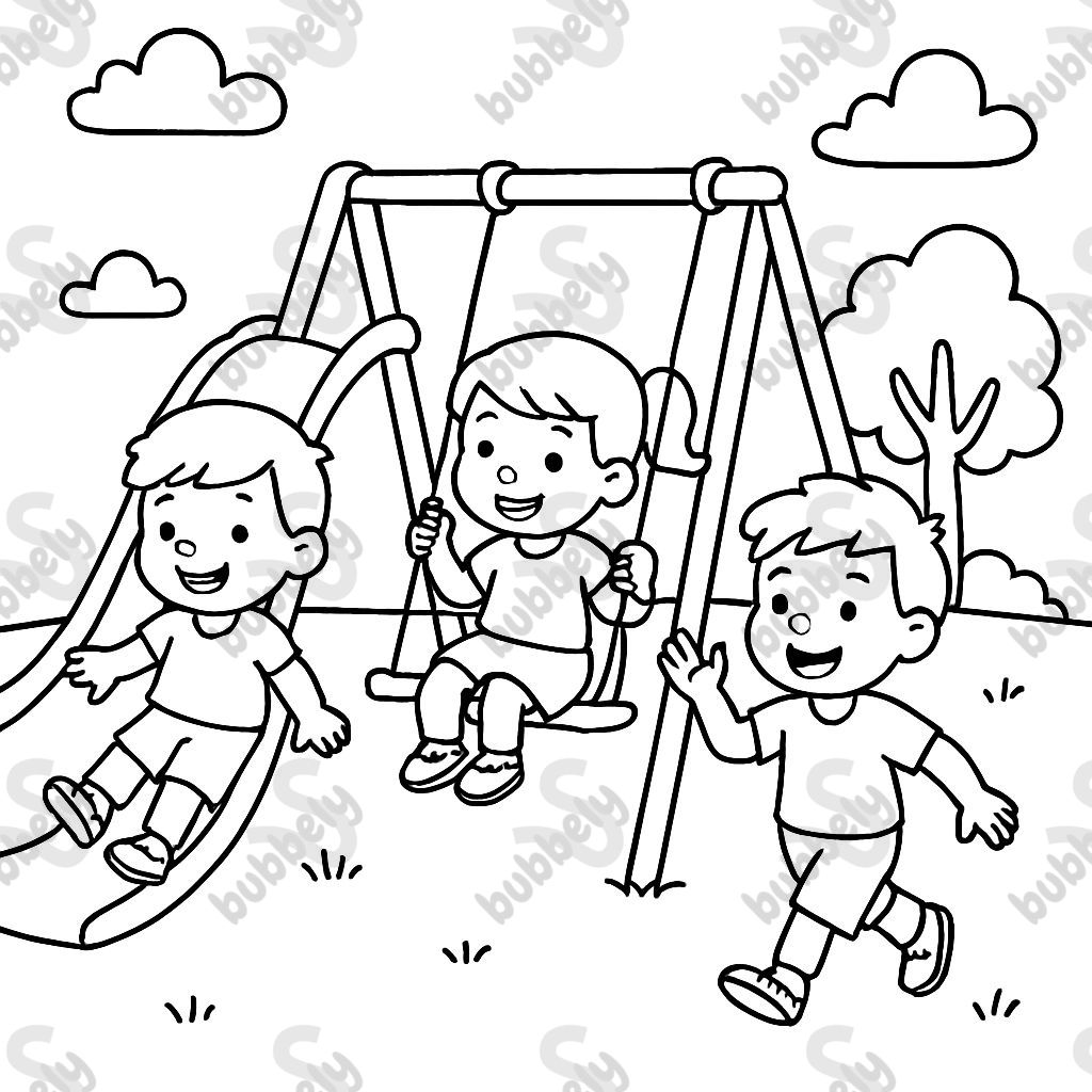 Niños en el parque infantil Niños en el parque infantil