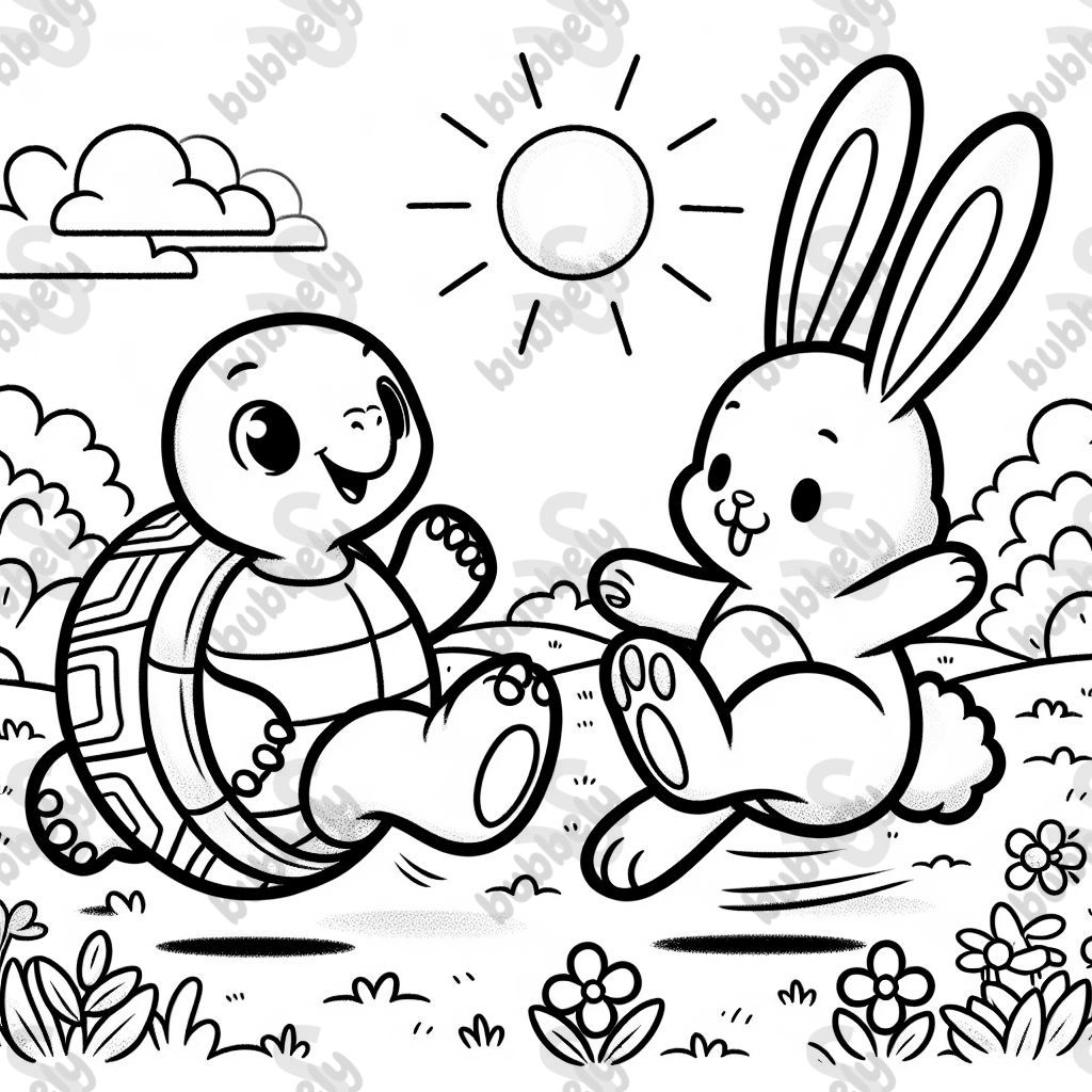 Schildkröte und Hase laufen Schildkröte und Hase laufen